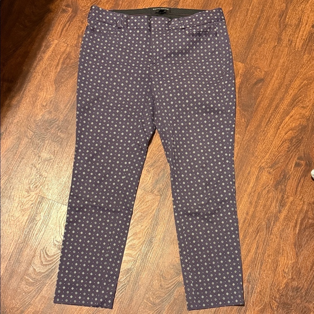 Banana Republic Women’s Purple Patterned Sloan Petite Dress Pants